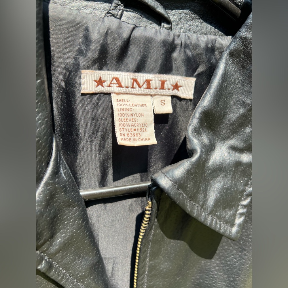 AMI, Women’s Vintage Leather Coat, Lined, Black, Size S - Picture 2 of 7